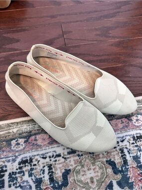 Skechers Women's Pointed Knit Slip-On Flats in Ivory
